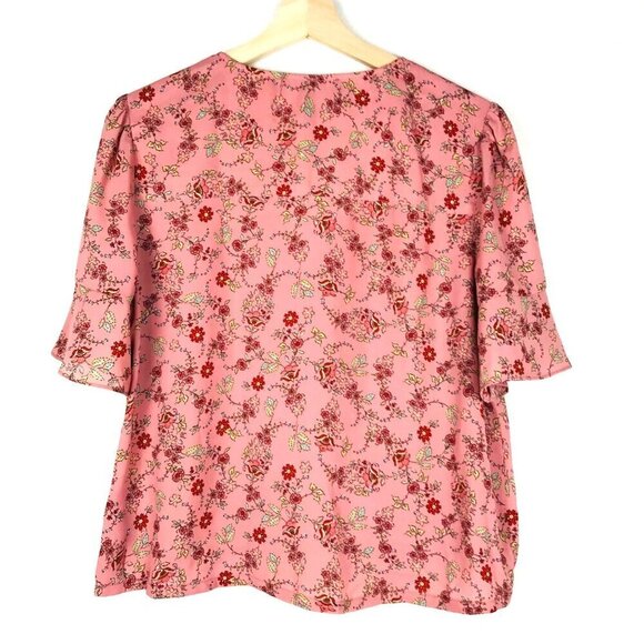 Sanctuary Pink Floral Faux Wrap Top Size Medium Petite - Picture 3 of 7